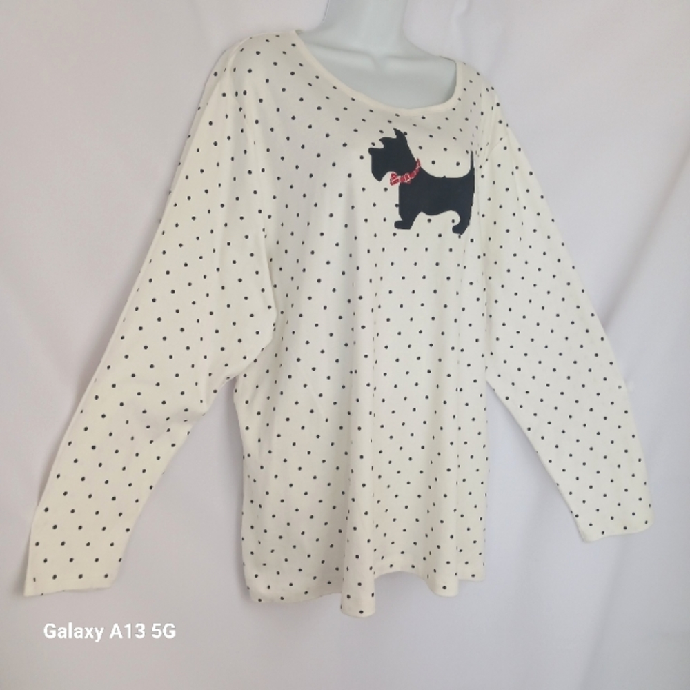 Croft & Barrow NWOT Women's Scottie Dog Polka Dot Long Sleeve T-Shirt Sz 3X - Picture 6 of 9